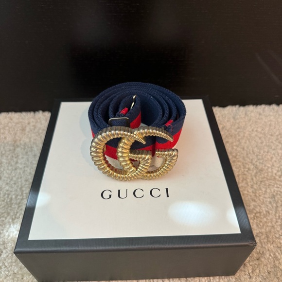 Gucci Red, White, and Blue Web Belt GG Buckle - Picture 1 of 6